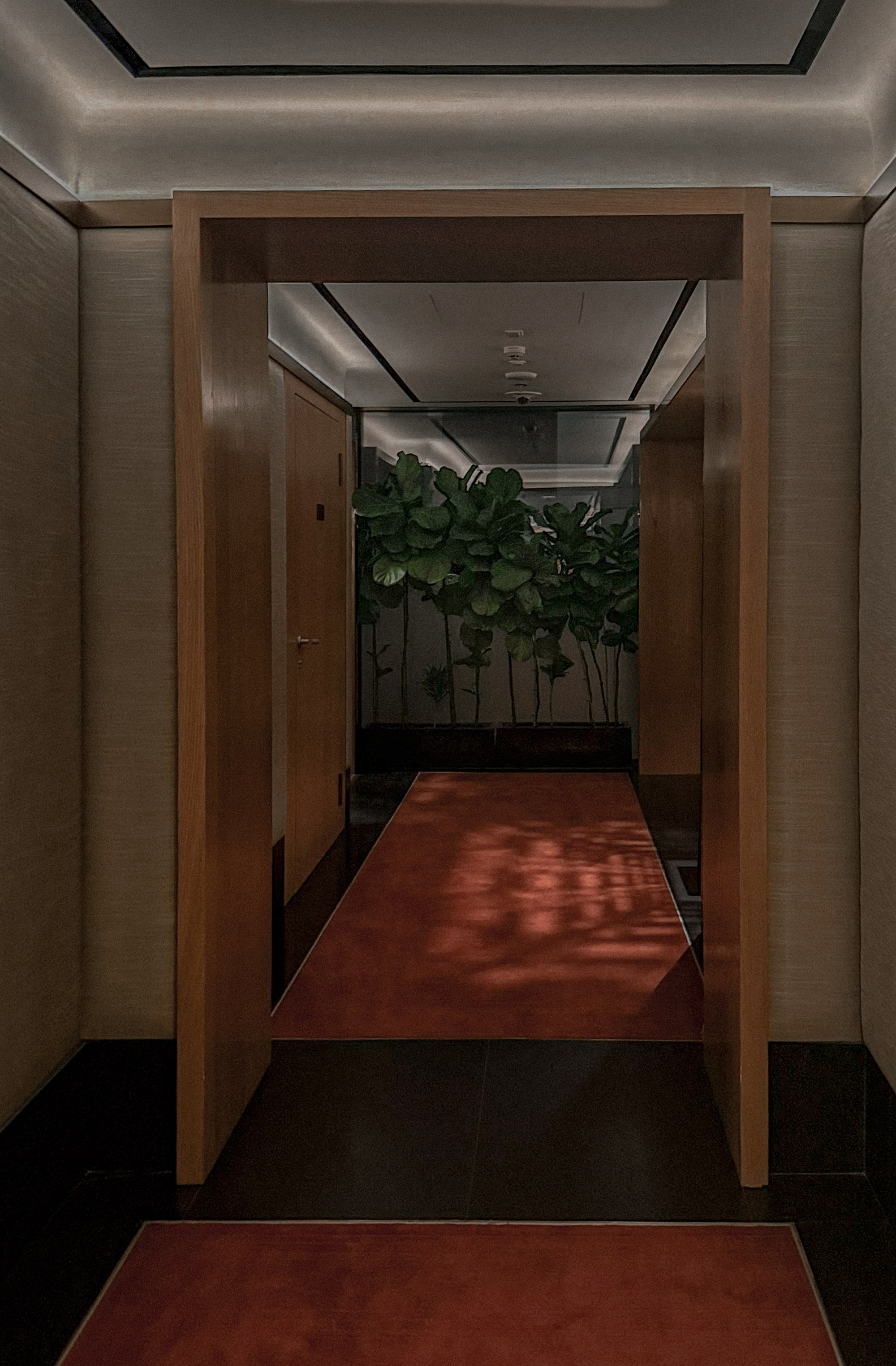 Corridor receding, light entering from one side