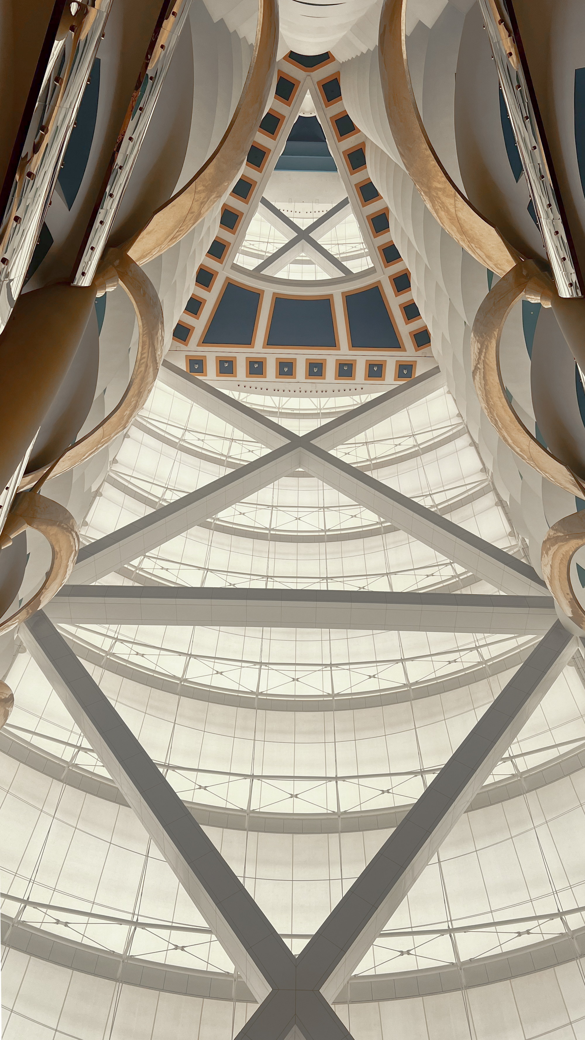 The atrium volume rising through its full height