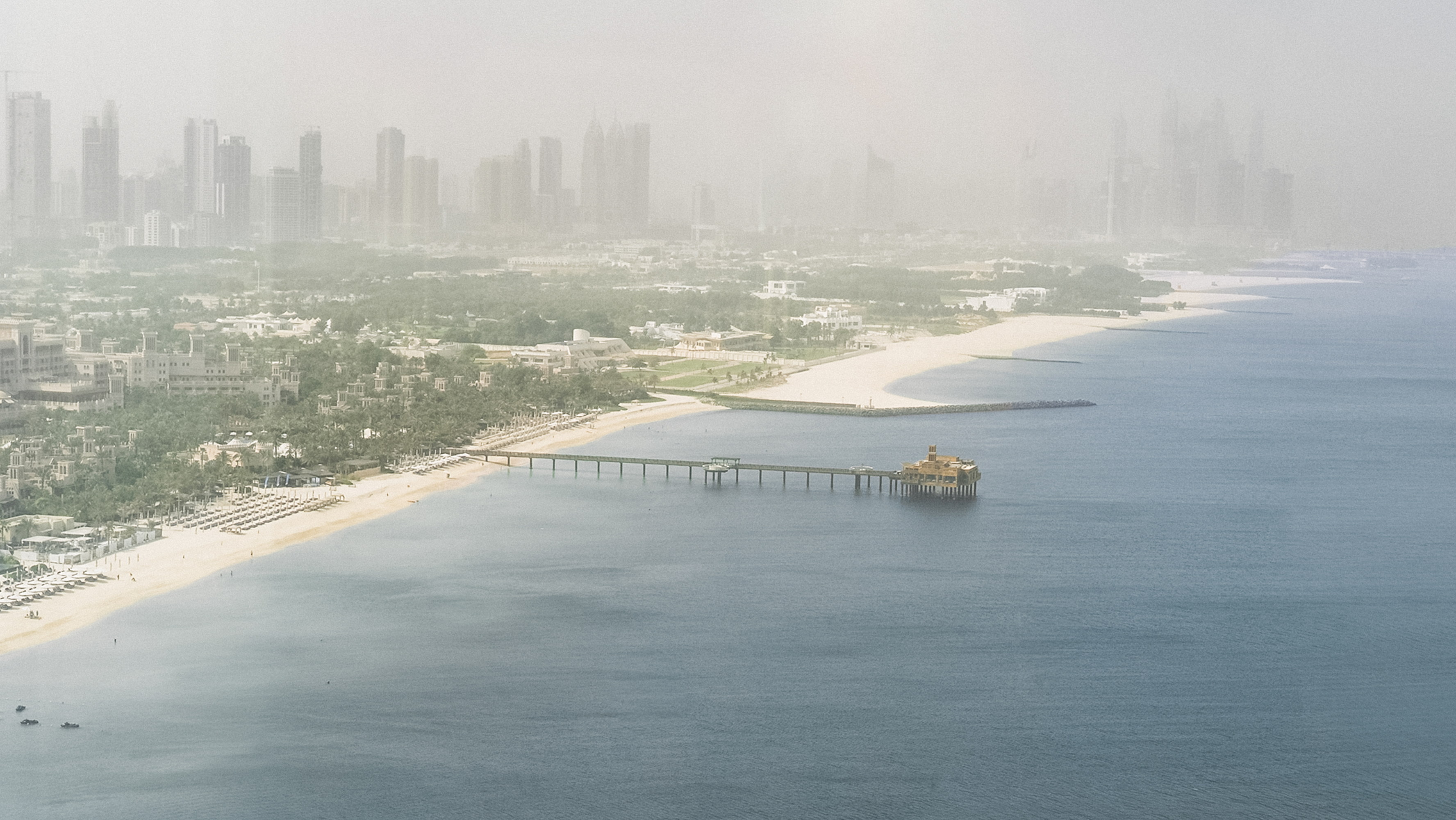 The coastline in dust haze, seen from the tower